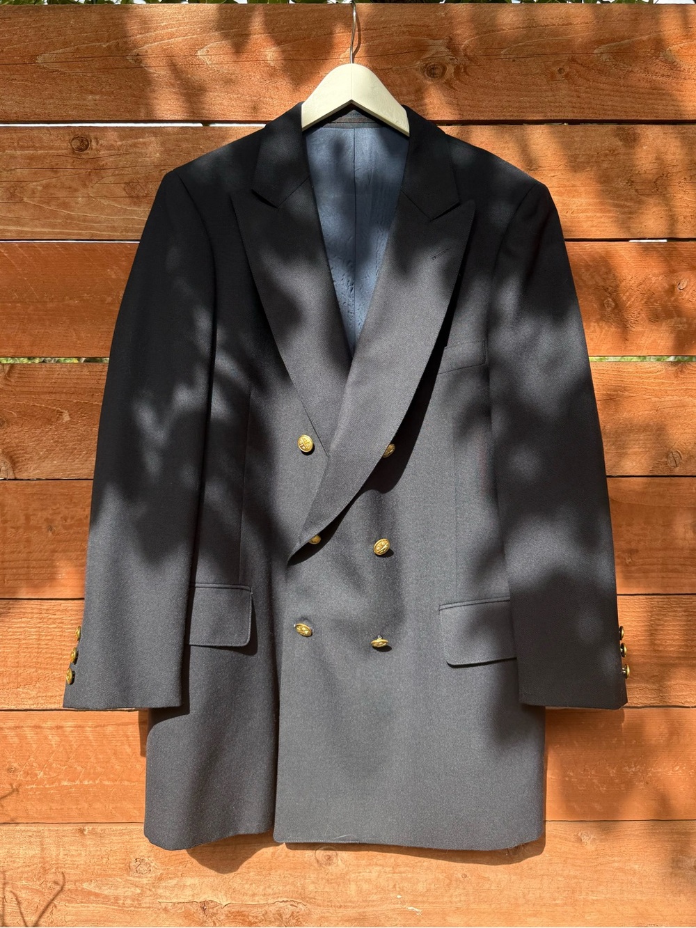 Double-Breasted Navy Blazer with Gold Buttons